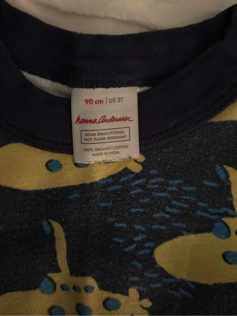 Hanna Andersson Navy Pajama Set with Yellow Submarines and Red Accents